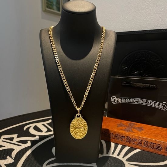 Chrome Hearts Oval Floral Cross Pendant Necklace