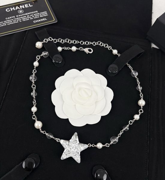 Chanel Resin Star Accent Pearl Necklace