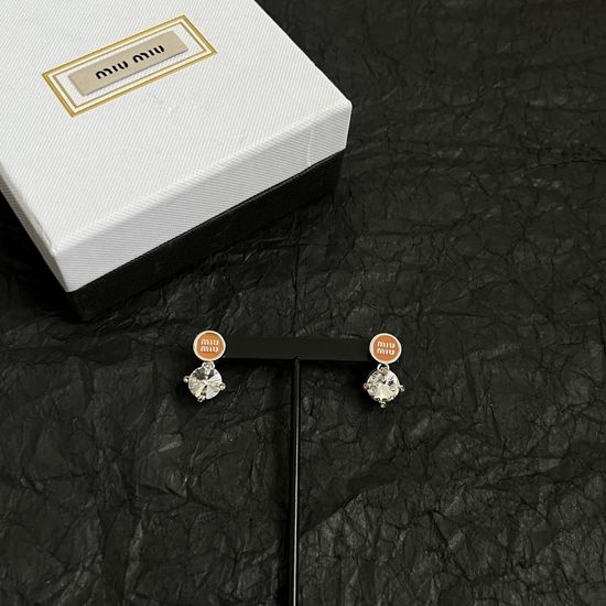Miu Miu Zircon Pearl Elegant Stud Earrings