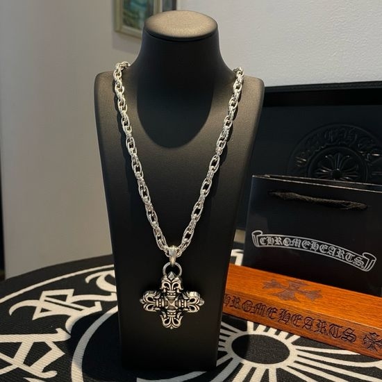Chrome Hearts Flame Cross Pendant Necklace