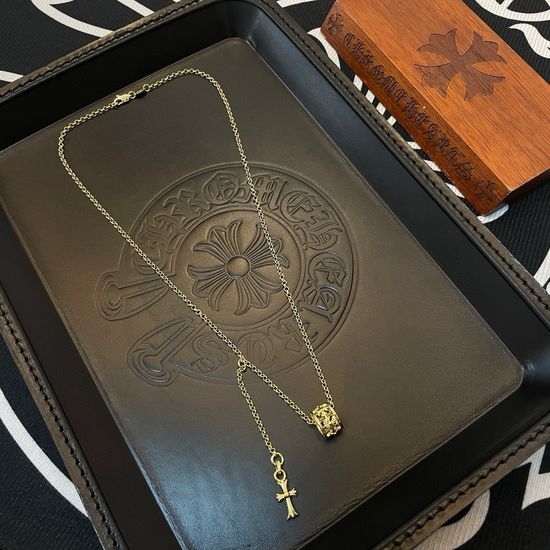 Chrome Hearts Gold Cross Pendant Necklace