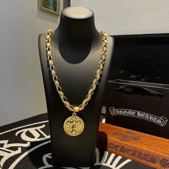 Chrome Hearts Cross Round Pendant Vintage Necklace