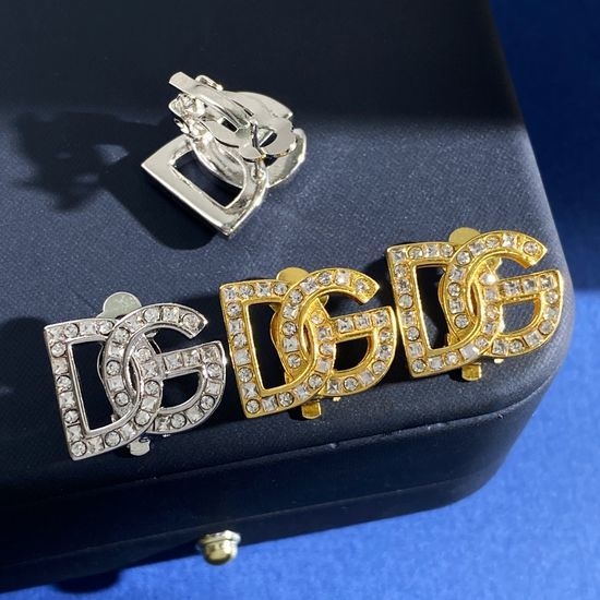 Dolce & Gabbana Full Rhinestone Letter Clip Earrings