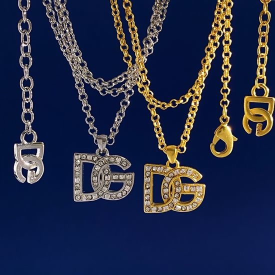 Dolce & Gabbana Full Rhinestone Letter Pendant Necklace