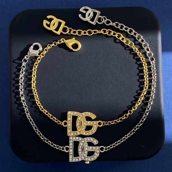 Dolce & Gabbana Full Rhinestone Letter Chain Bracelet