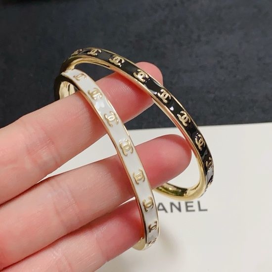 Chanel Enamel Open Cuff Bangle Bracelet