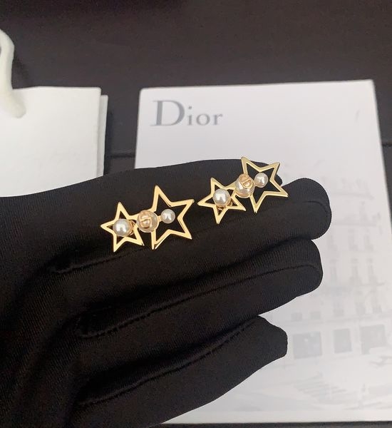 Christian Dior CD Size Varied Pentagram Stud Earrings