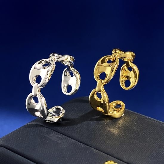 Hermes Polished Metal Open Ring Set