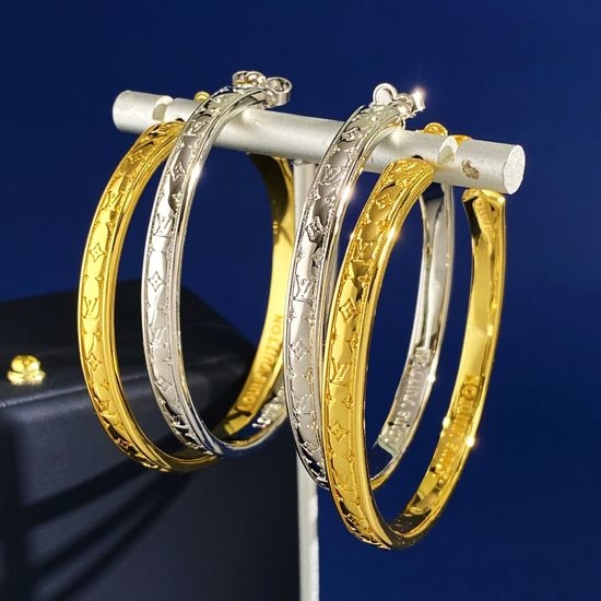 Louis Vuitton LV Embossed Pattern Large Hoop Earrings