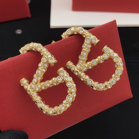 Valentino Diamond-Set Elegant Brass Earrings