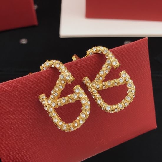 Valentino Medium Diamond-Set Brass Earrings