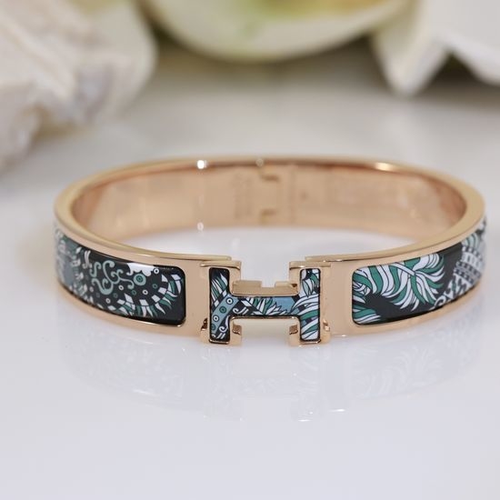 Hermes Enamel Bangle 18K Gold Plated Bracelet
