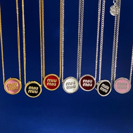 Miu Miu Enamel Round Pendant Short Necklace
