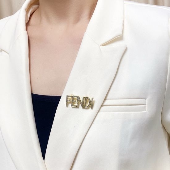 Fendi Full Rhinestone Classic Brooch