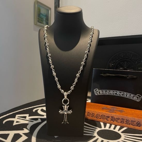 Chrome Hearts Vintage Skull Cross Pendant Necklace