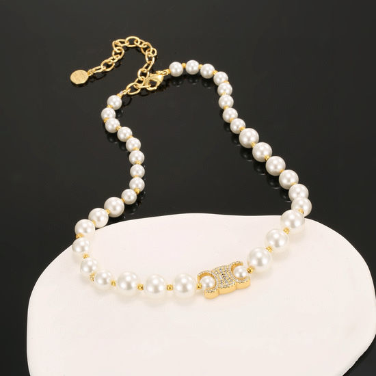 Celine 18K Gold Plated Pearl Necklace