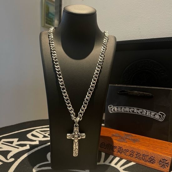 Chrome Hearts Cuban Chain Cross Pendant Necklace
