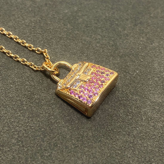 Hermes Pink Diamond Bag Pendant Necklace