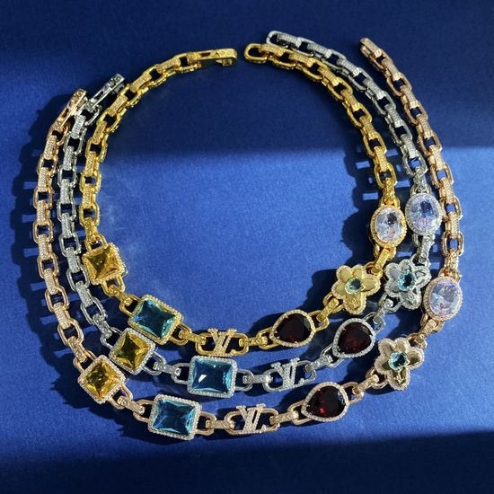 Louis Vuitton LV Sparkling Gemstone Pendant Necklace Bold Statement Piece