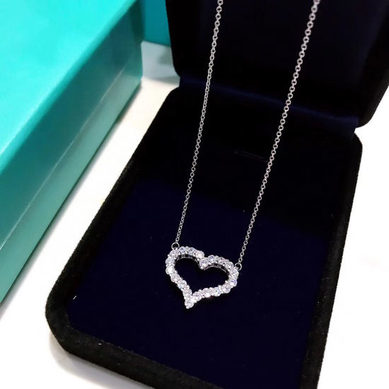 Tiffany & Co. Zircon Inlaid Heart Pendant Necklace