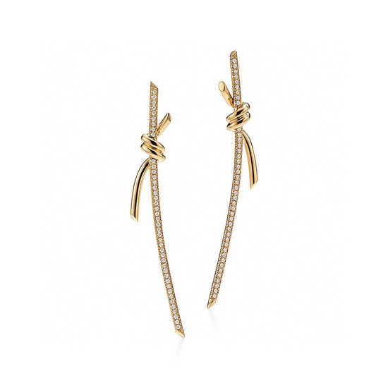 Tiffany & Co. Long Rhinestone Knot Stud Earrings