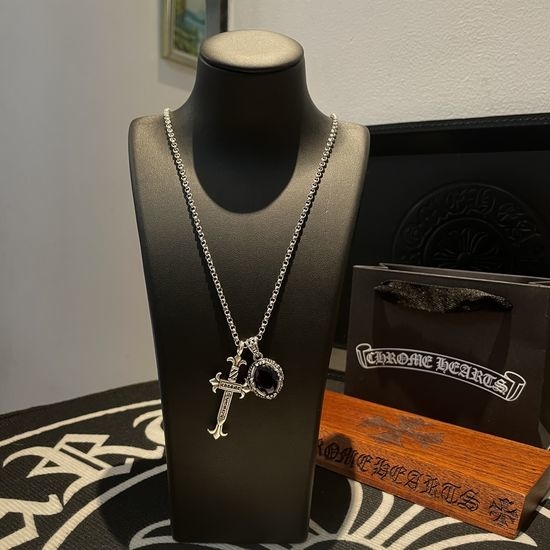 Chrome Hearts Vintage Cross Amethyst Pendant Necklace