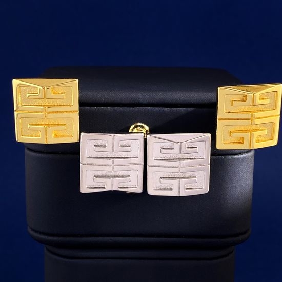 Givenchy Sleek Geometric Square Stud Earrings Polished Finish