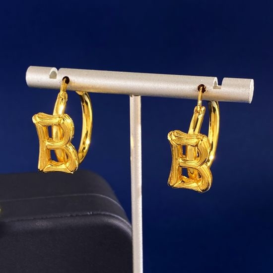 Balenciaga Polished Bamboo Initial Round Earrings