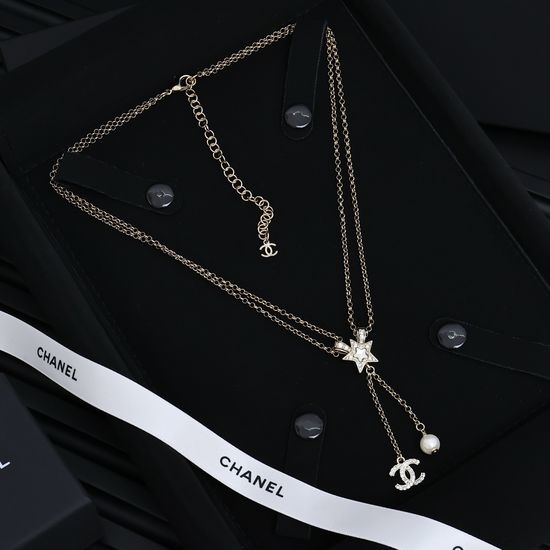Chanel Rhinestone Star Tassel Layered Necklace