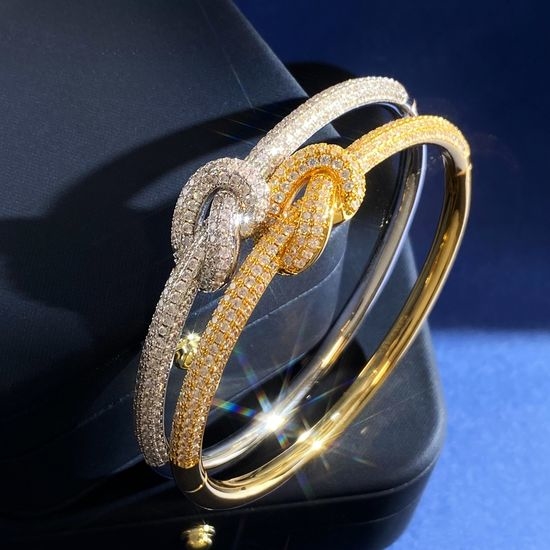 Tiffany & Co. Pavé Knot Open Bangle Bracelet