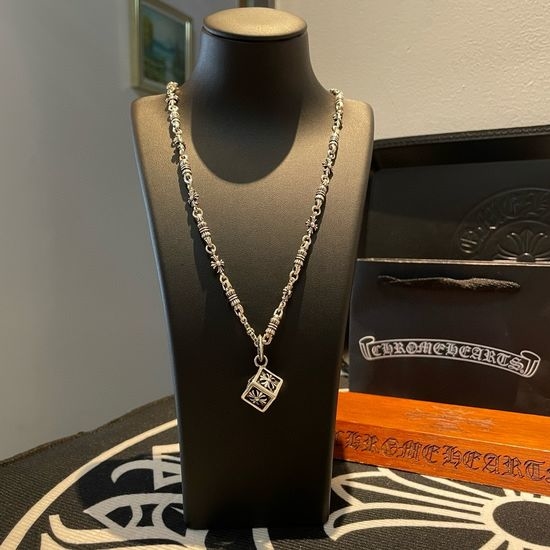 Chrome Hearts Vintage Dice Pendant Twisted Necklace