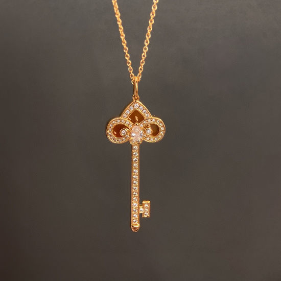 Tiffany & Co. Carnelian Inlaid Key Pendant Necklace