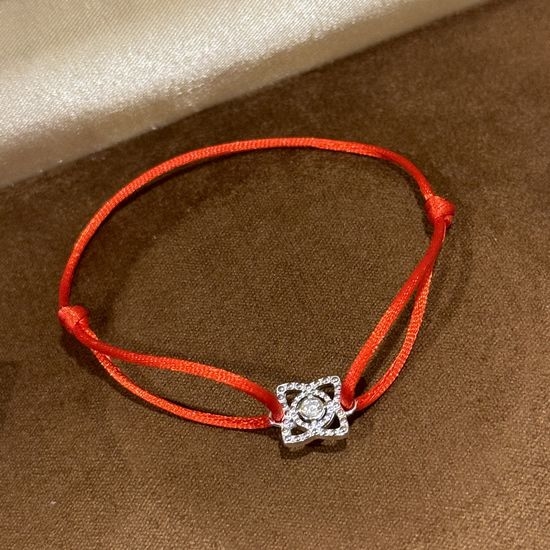 De Beers Red Rope Lotus Silver Bracelet