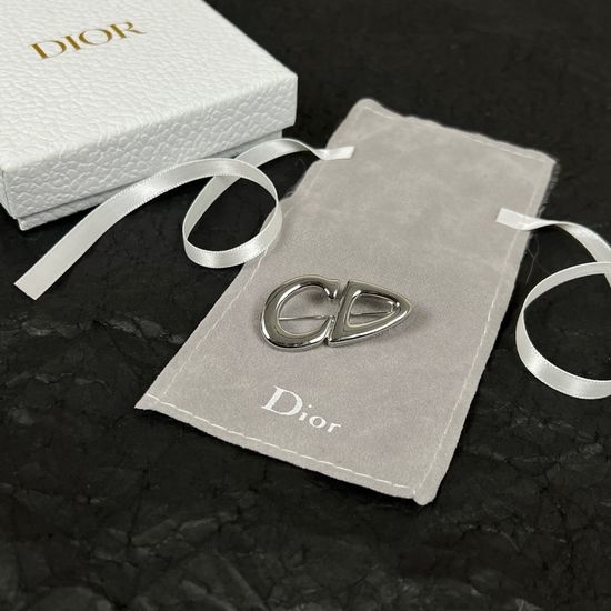 Christian Dior CD Vintage Style Brass Brooch