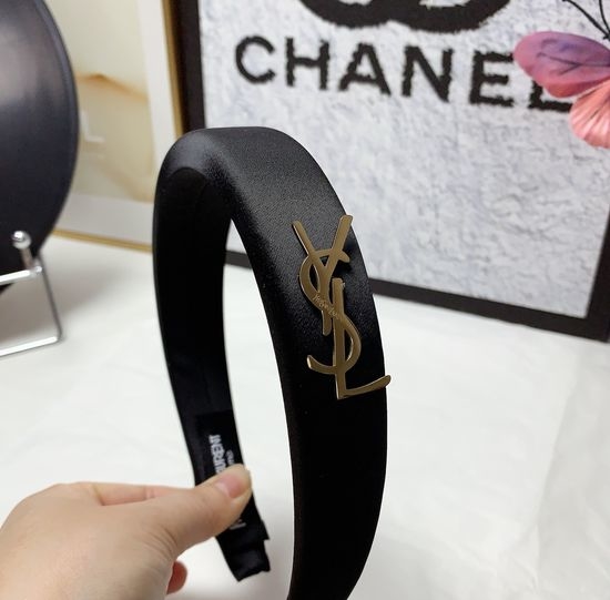 Yves Saint Laurent YSL Sleek Minimalist Metal Logo Headband