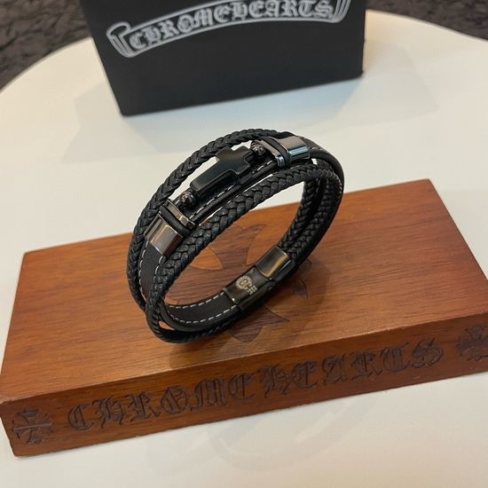 Chrome Hearts Vintage Cross Leather Rope Bangle