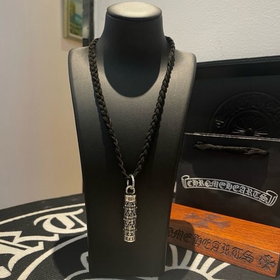 Chrome Hearts Cross Woven Leather Rope Necklace