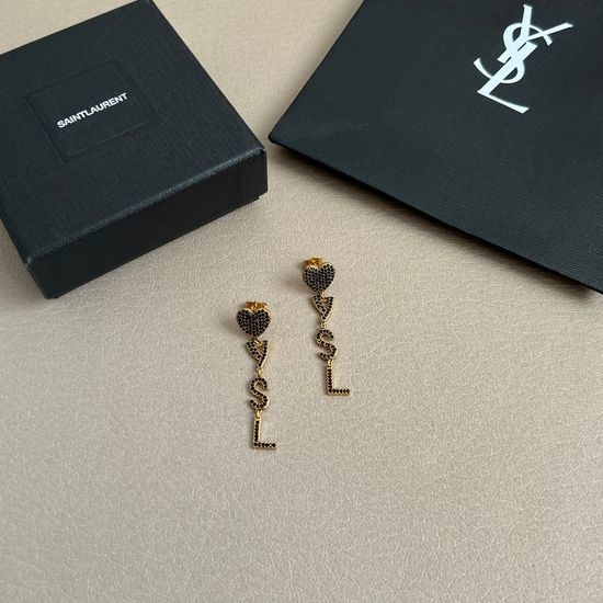 Yves Saint Laurent YSL Metallic Texture Elegant Stud Earrings