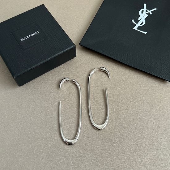 Yves Saint Laurent YSL Metallic Textured Brass Stud Earrings