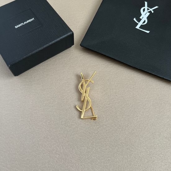 Yves Saint Laurent YSL Letter Brooch Elegant Fashion Accessory