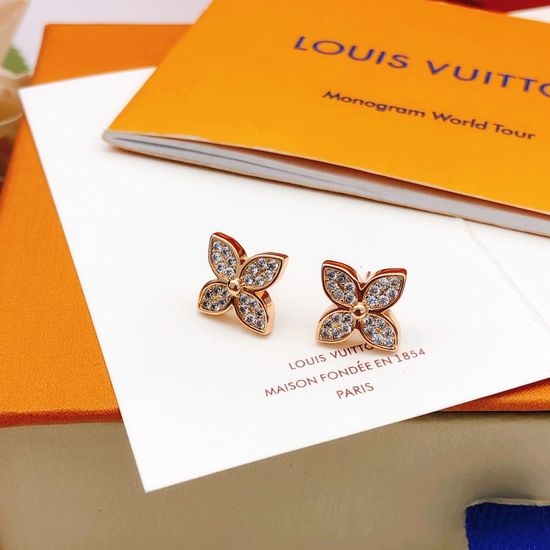 Louis Vuitton LV Rose Gold Diamond Plum Earrings