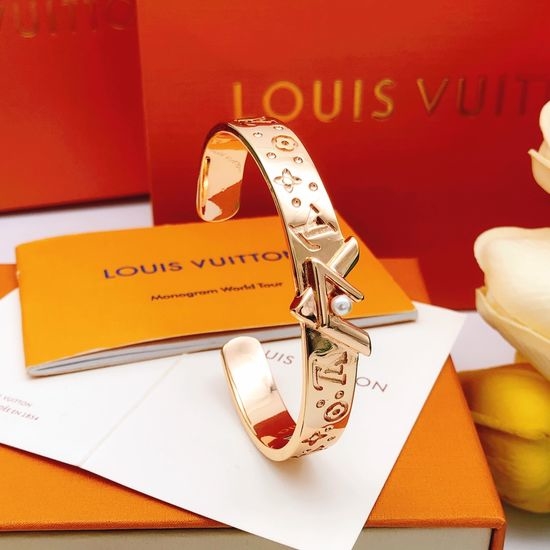 Louis Vuitton LV Rose Gold Brass Bangle Bracelet