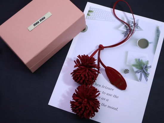 Miu Miu Suede Pom Pom Bag Charm