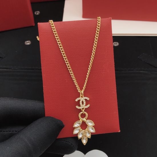 Christian Dior CD Marquise Cut Stone Pendant Necklace