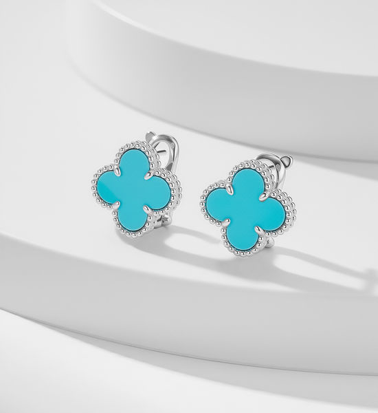 Van Cleef & Arpels VCA Delicate White Gold Turquoise Earrings