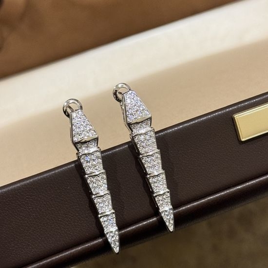 Versace Full Diamond Wide Snake Earrings Premium Luxury