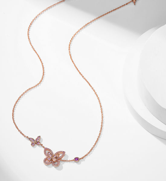 Graff Elegant Pink Gold Butterfly Pendant Necklace