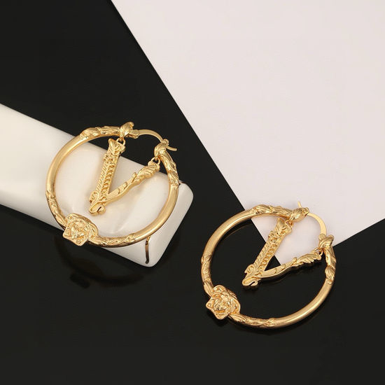 Versace Relief Pattern Hoop Metal Earrings