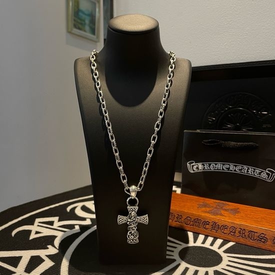 Chrome Hearts Vintage Pattern Cross Pendant Necklace