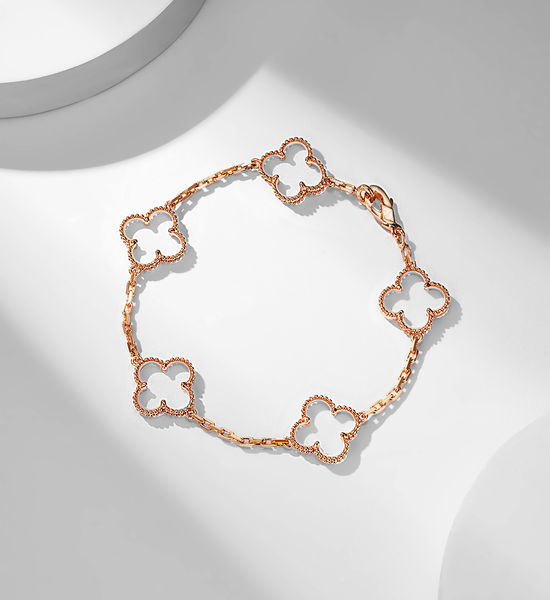 Van Cleef & Arpels VCA Clear Five Flower Chain Bracelet